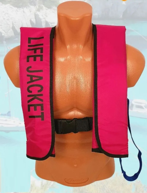 Жилет автоматический спасательный BAY LifeJacket красный - фото3