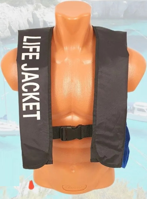 Жилет автоматический спасательный BAY LifeJacket черный - фото2