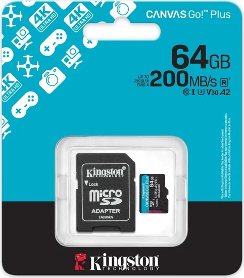 Карта флеш памяти SDСG4/ 64GB micro SDXC KINGSTON Canvas GO Plus - фото