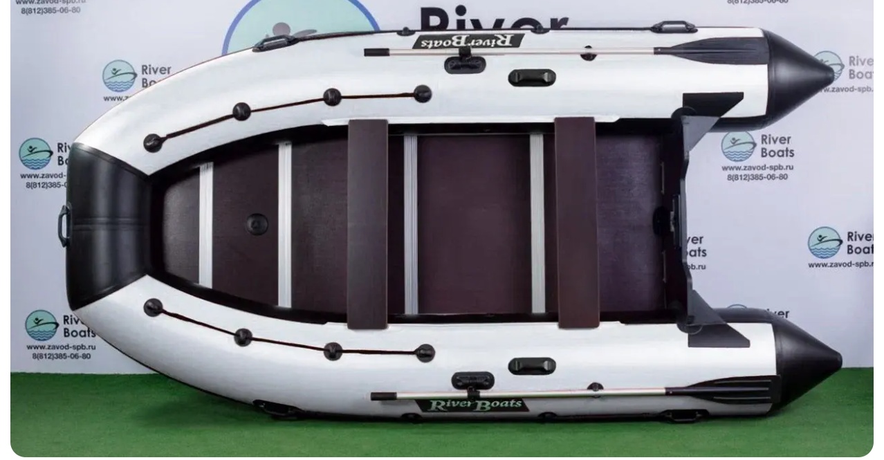 Надувная лодка RiverBoats RB 430 Киль (черно-белый) - фото