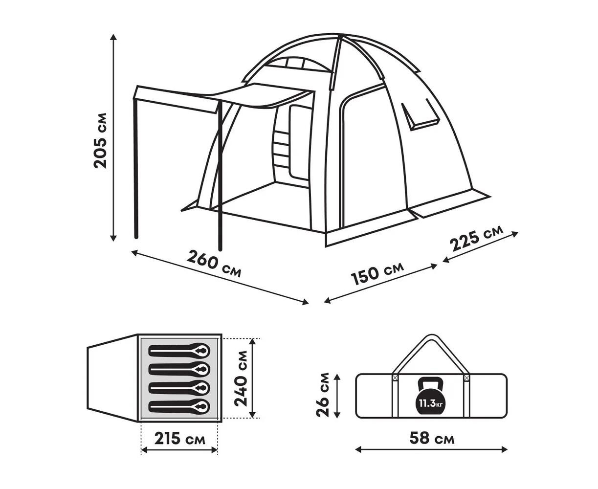 Туристическая палатка RSP Sharl 4 (зеленая) - фото6