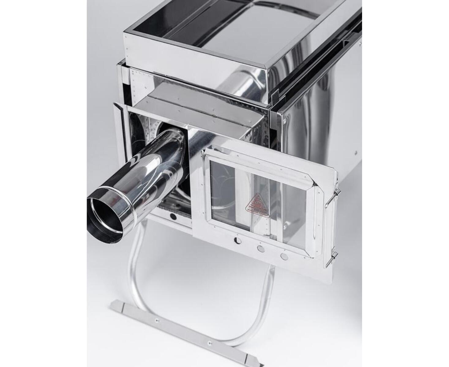 Печь-камин ИНВЕНТ, малая, 440х280х340 (нерж.сталь 0,8 мм) со стационарными экранами + короб для камней - фото4