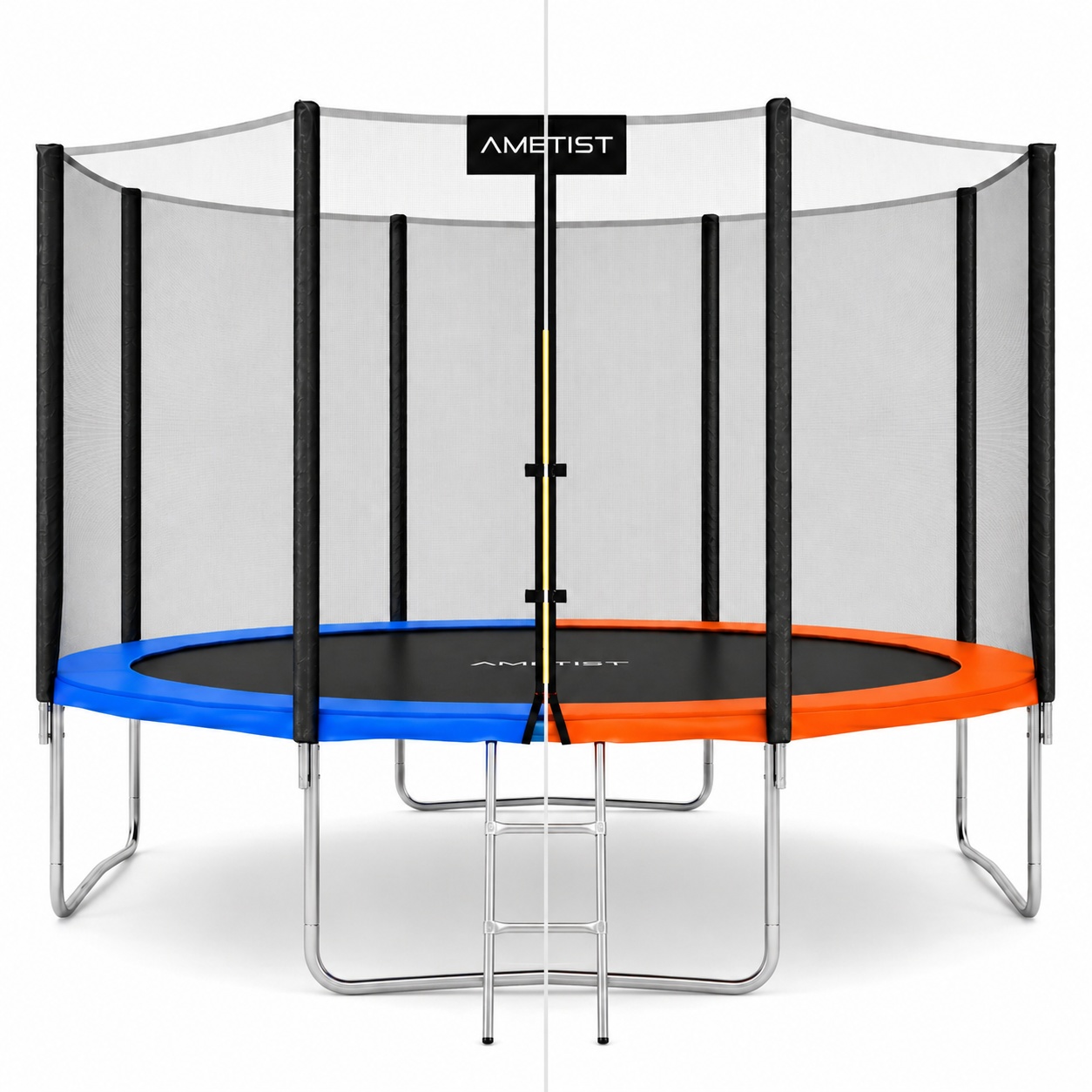 Батут пружинный с внешней защитной сеткой AMETIST Outside D374-12FT Blue/Orange - фото