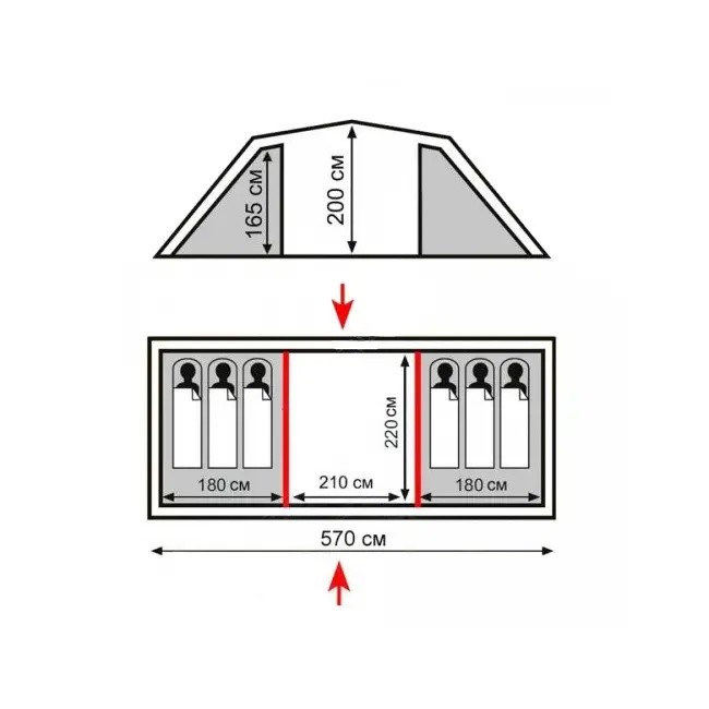 Палатка Totem Hurone 6 v2 кемпинговая семейная шестиместная - фото6