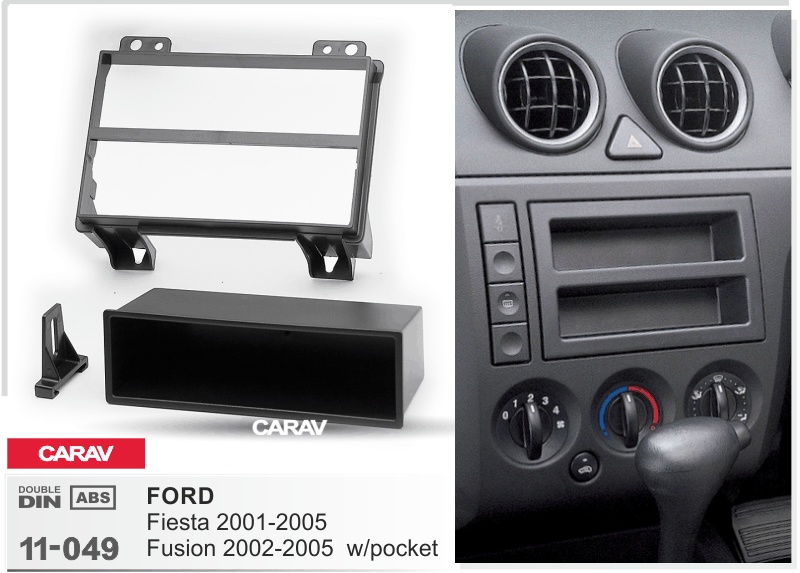 CARAV 11-049 - 1-DIN переходная рамка FORD Fiesta 2001-05; Fusion 2002-05 (с карманом) - фото2