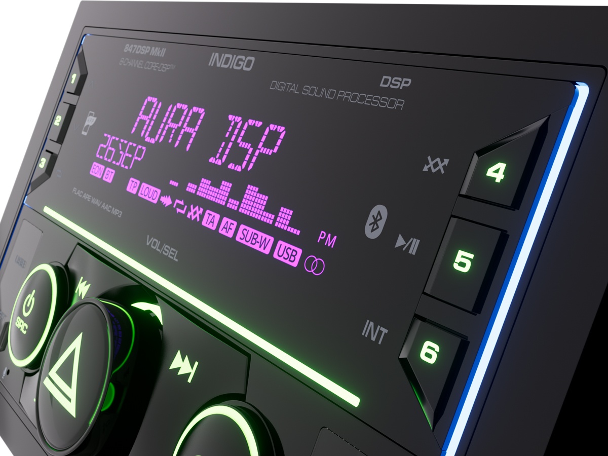 Автомобильный USB/Bluetooth процессорный ресивер AURA INDIGO-847DSP MkII - фото3