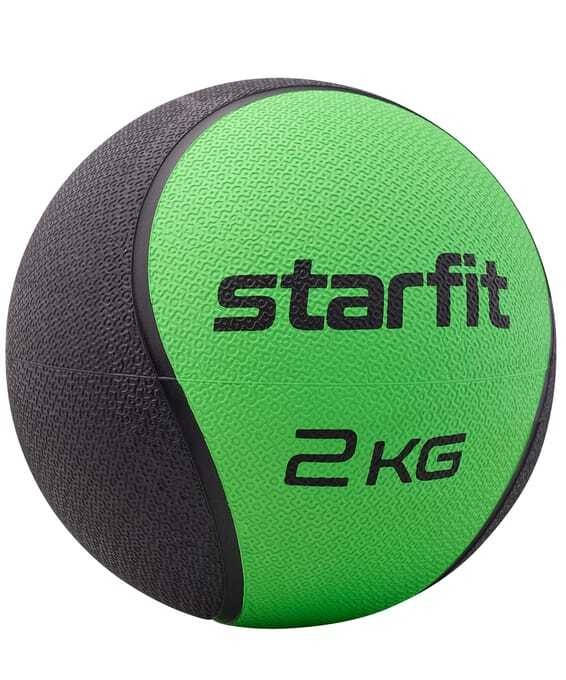 Медицинбол высокой плотности STARFIT 2 кг, зеленый (резина) (GB-702-2-G) - фото