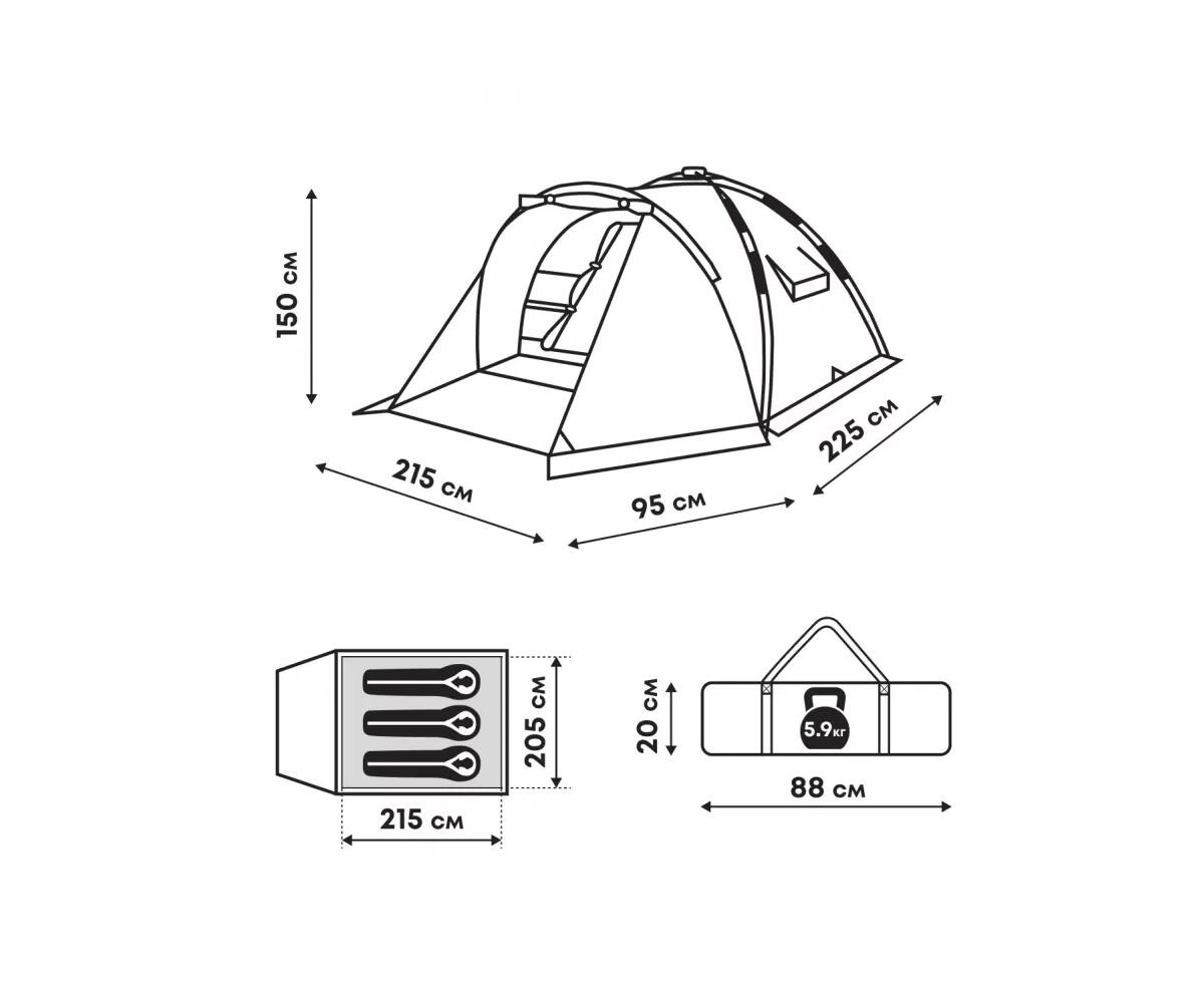 Палатка автоматическая RSP Narle 3 (синяя) - фото6