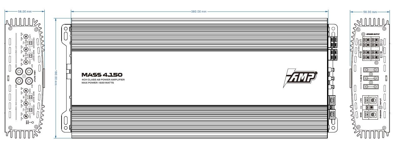 Автомобильный 4-х канальный усилитель AMP MASS 4.150 - фото6