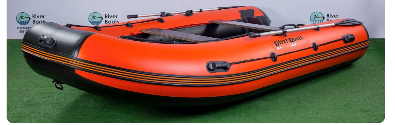 Надувная лодка RiverBoats RB 390 Киль (серо-оранжевый) - фото