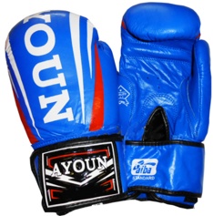 Перчатки боксерские Ayoun 967-8, 10, 12, 14 унц. синие, кожа - фото