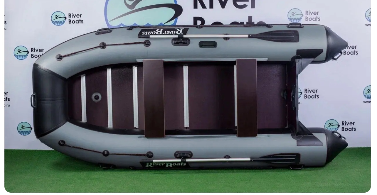 Надувная лодка RiverBoats RB 370 Киль (черно-серый) - фото