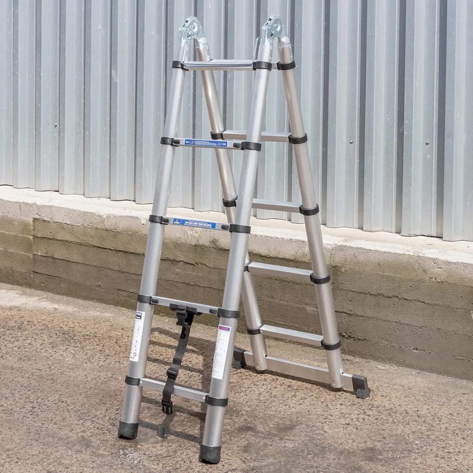 Лестница-стремянка телескопическая алюм. бытовая 1.6+1.6м (5+5 ступ.) Scheppach Sch-UP160-M - фото