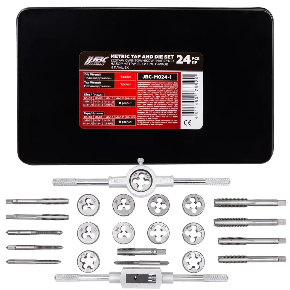 Набор метчиков и плашек метрический 24пр. JBC-M024-1 - фото
