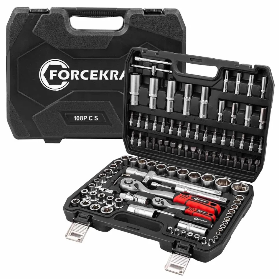 Набор инструментов 108пр. 1/2'', 1/4''(6гр.)(4-32мм) FORCEKRAFT FK-41082-5 - фото