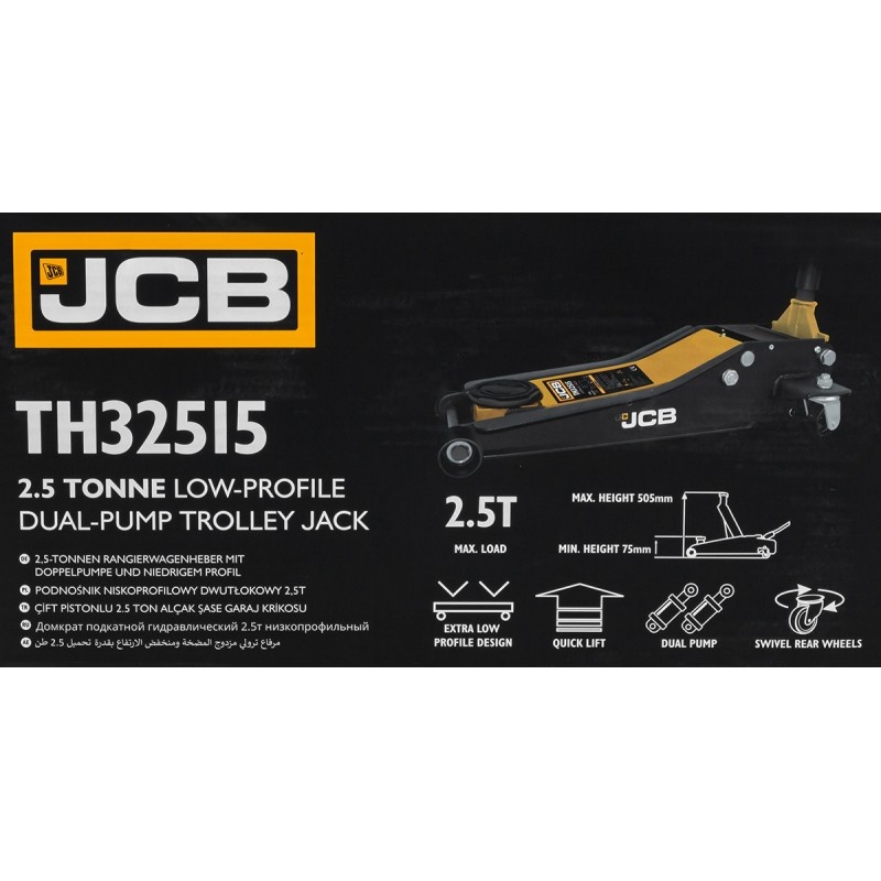 Домкрат подкатной гидравлический 2.5т (h min 75мм, h max 505мм) JCB JCB-TH32515 - фото6