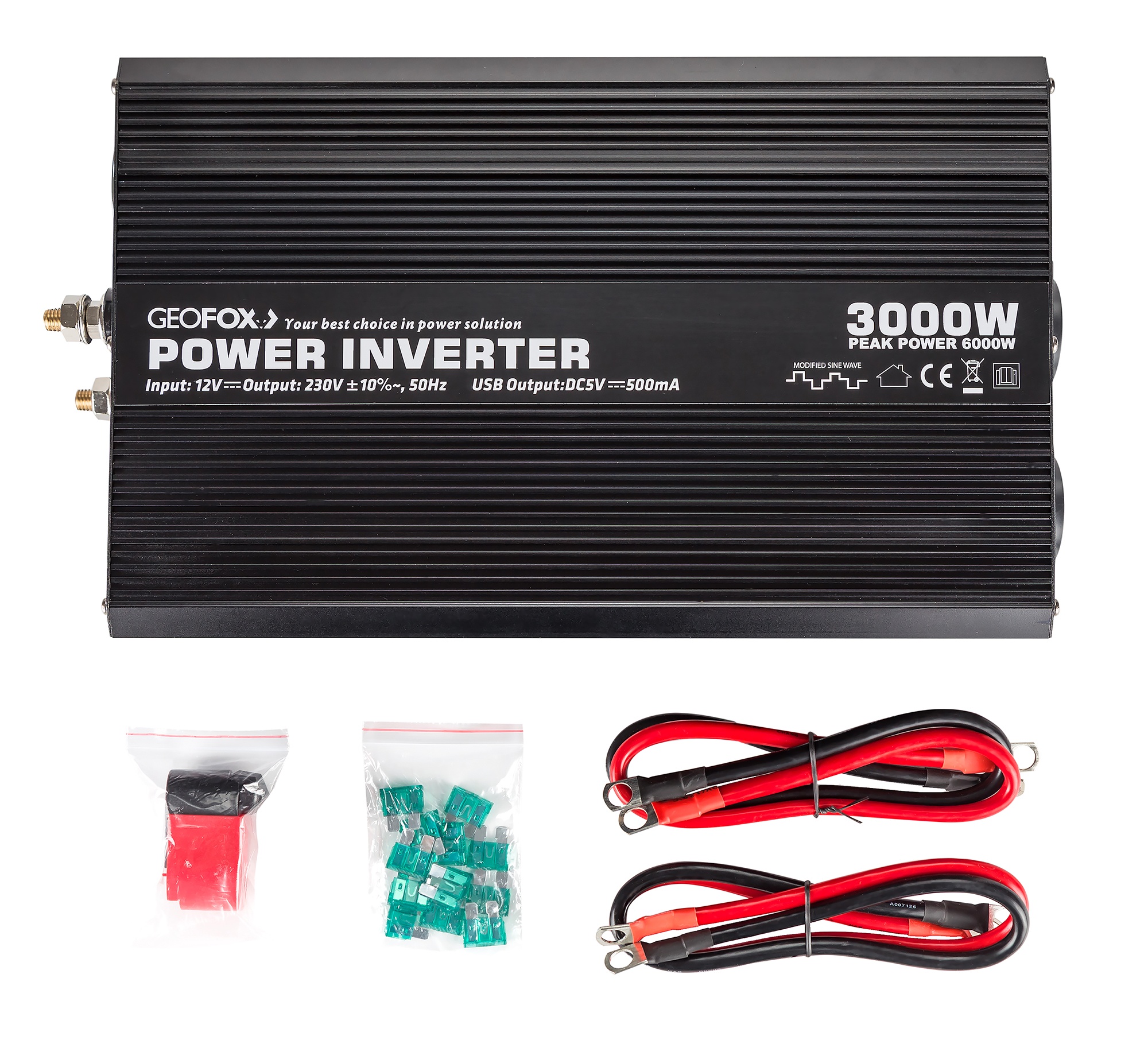 Автомобильный инвертор Geofox M3000W/12v-2p - фото6