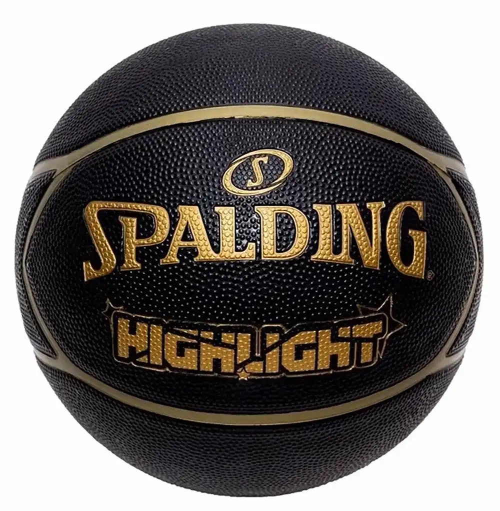 Мяч баскетбольный 7-го размера Spalding Highlight black gold - фото