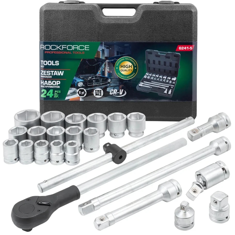 Набор инструментов 24пр. 3/4''6гр. в кейсе ROCK FORCE RF-6241-5 - фото