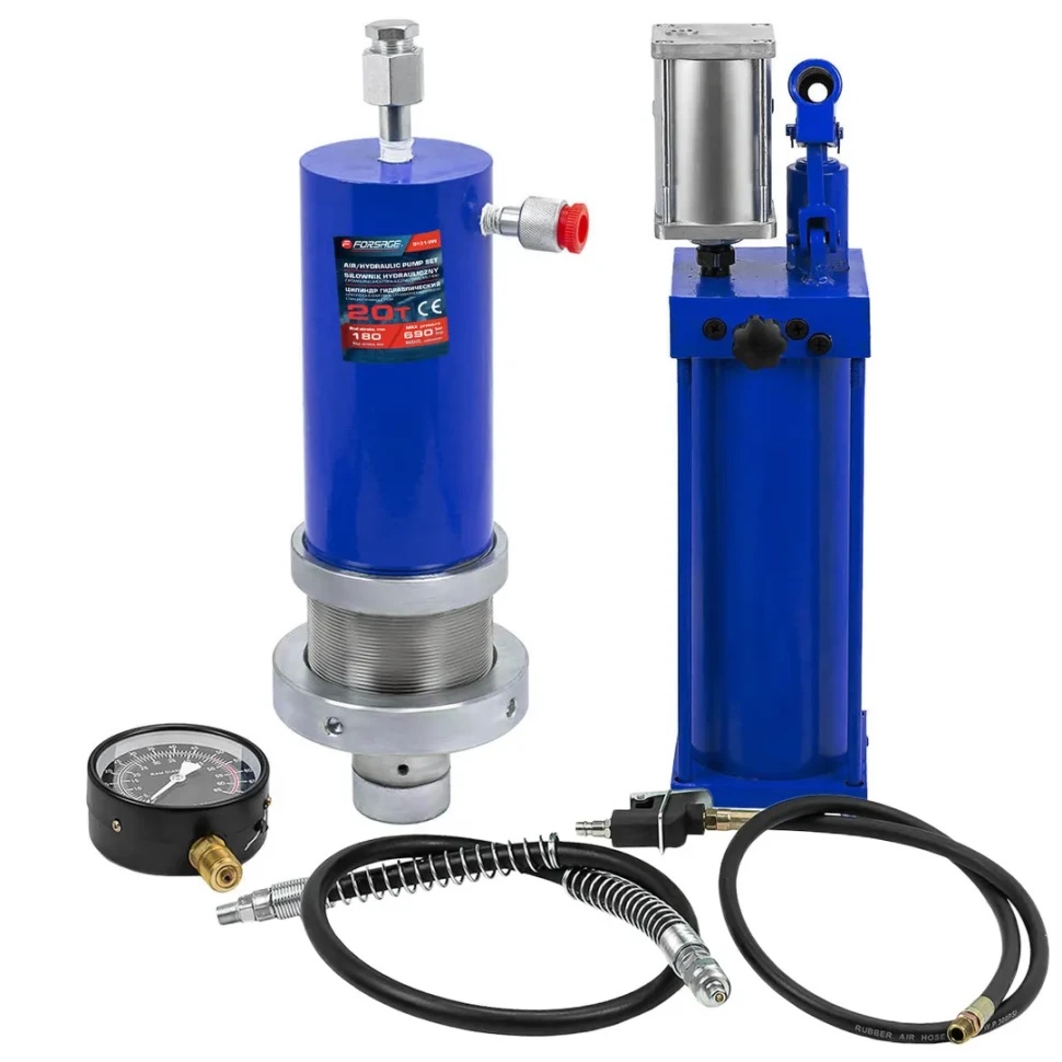 Цилиндр гидравлический для пресса в комплекте со станцией гидравлической и манометром, 20т Forsage F-0101-3W - фото