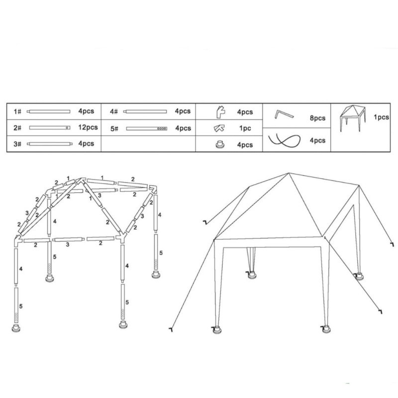 Шатер кемпинговый 2.4мx2.4м / 3м x  3м WMC TOOLS WMC-WYX24 - фото