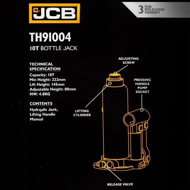 Домкрат бутылочный 10т с клапаном JCB JCB-TH91004 - фото5