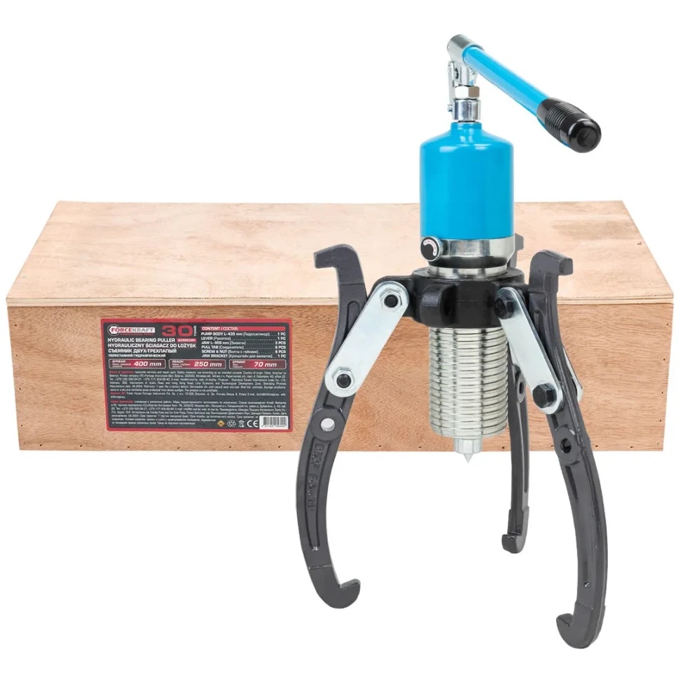 Съемник двух-трехлапый переставной гидравлический 30т FORCEKRAFT FK-6590630H - фото