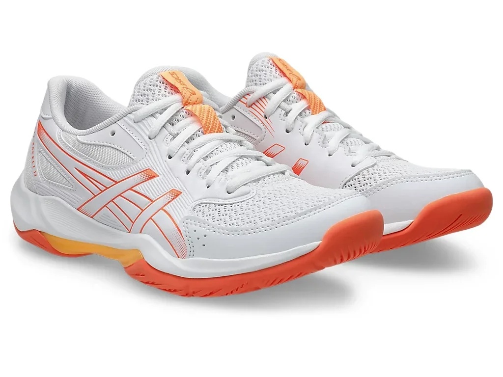 Волейбольные кроссовки женские Asics Gel-Rocket 12 (1072A119-100), бело-оранжевые - фото