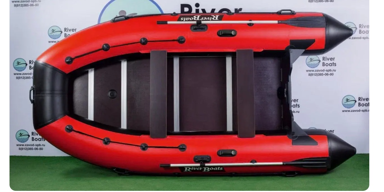 Надувная лодка RiverBoats RB 430 Киль (черно-красный) - фото