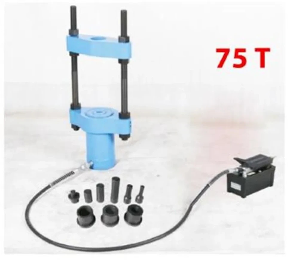 Съемник гидравлический выпрессовщик шкворней 75т с пневмо насосом и комплектом надставок RockFORCE RF-D1339 - фото