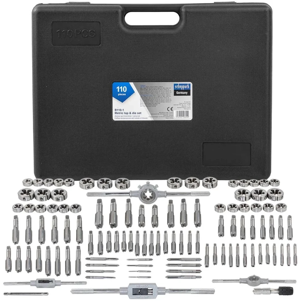 Набор метчик.и плашек 110пр. Scheppach Sch-B110-1 - фото