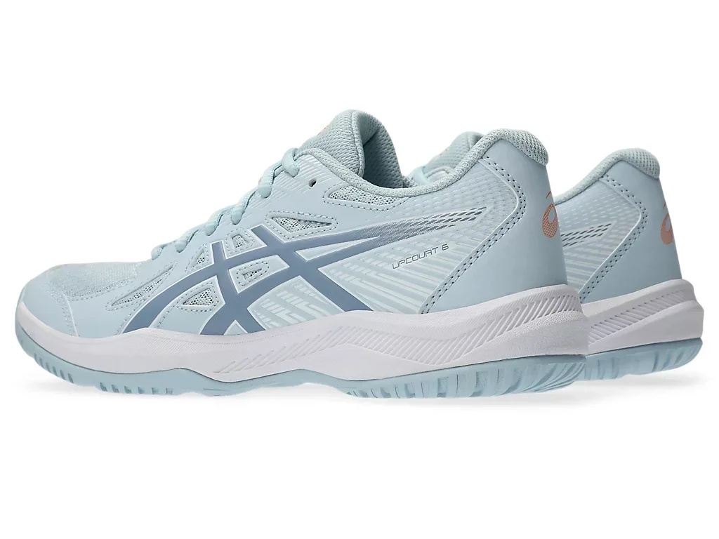 Волейбольные кроссовки женские Asics Upcourt 6 (1072A107-020) бело-голубые - фото2