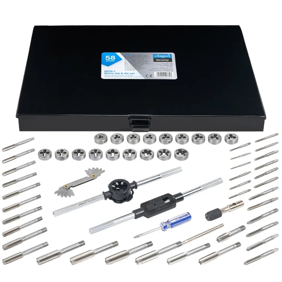 Набор метчиков и плашек метрический 58 пр. Scheppach Sch-M058-1 - фото