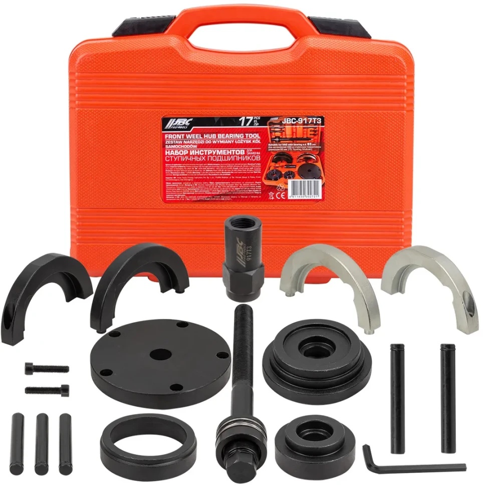 Набор инструментов для замены ступичных подшипников VW T5, Touareg, Multivan (диаметр 85мм) 17пр. JBC-917T3 - фото