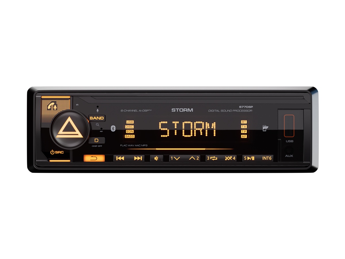 Автомобильный USB/Bluetooth процессорный ресивер AURA STORM-677DSP - фото