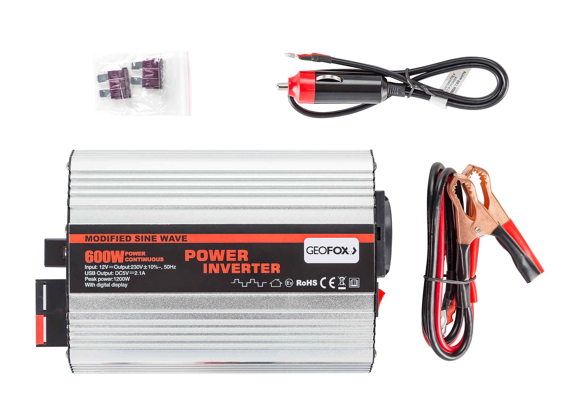 Автомобильный инвертор Geofox MD 600W/12v-2p - фото5