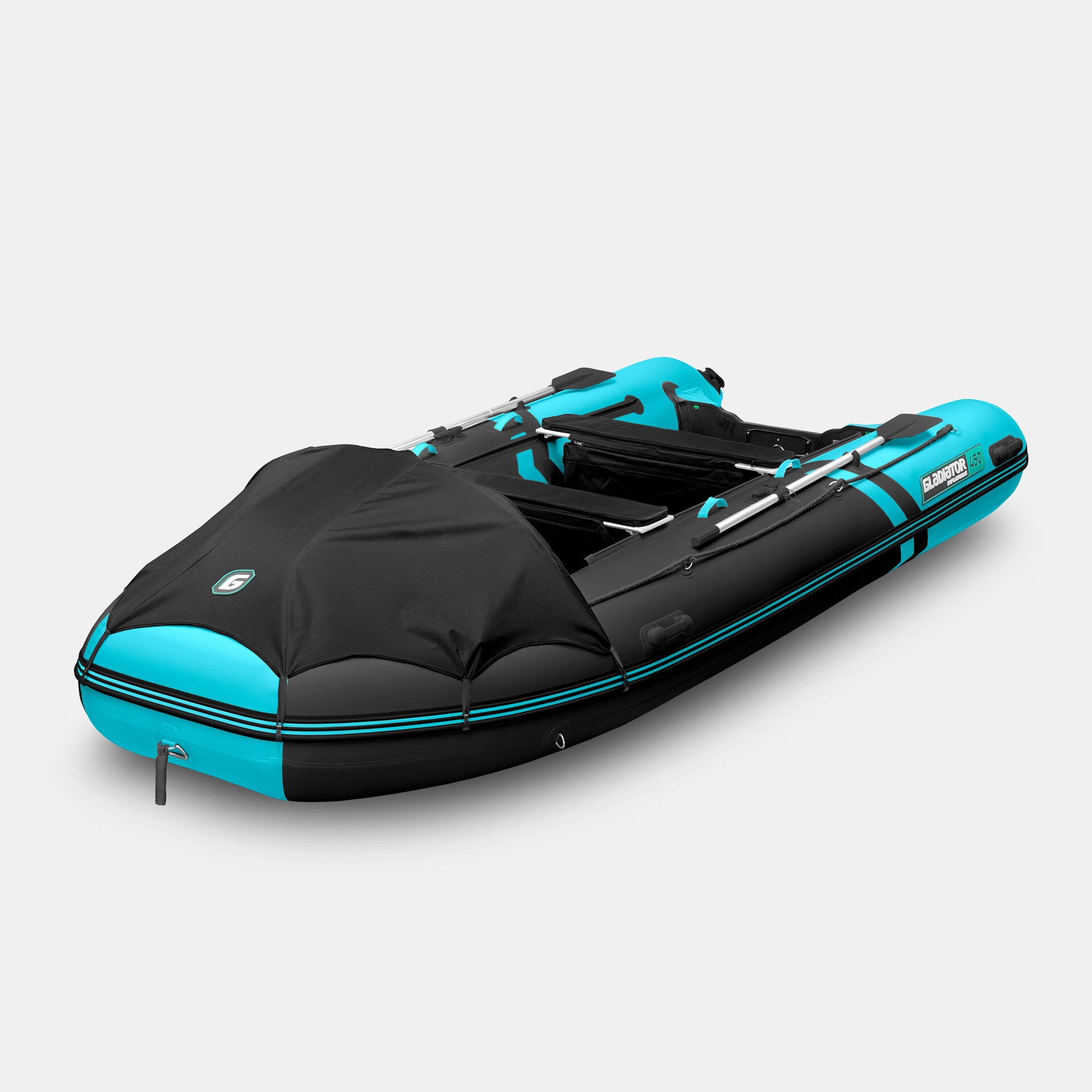 Моторно-гребная лодка GLADIATOR E450PRO (черно-бирюзовый) - фото