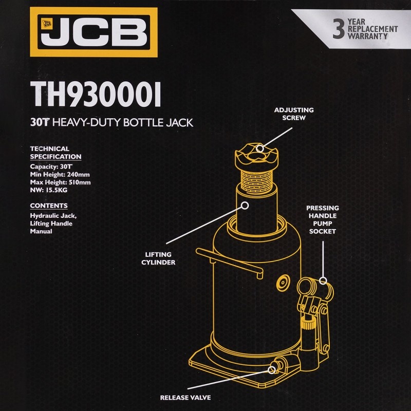 Домкрат бутылочный 30т JCB JCB-TH930001 - фото6