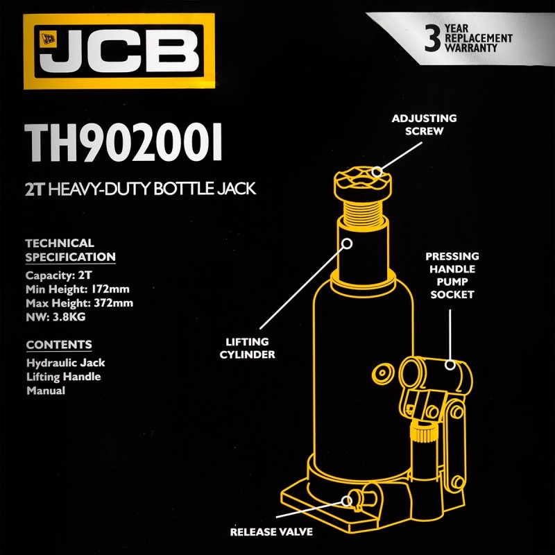 Домкрат бутылочный 2т JCB JCB-TH902001 - фото5