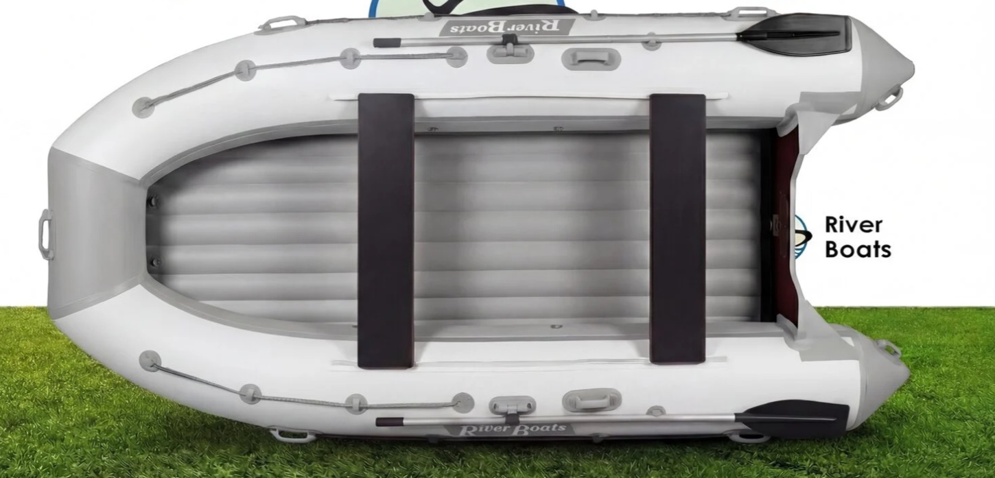 Надувная лодка RiverBoats RB 430 НДНД (черно-белый) - фото