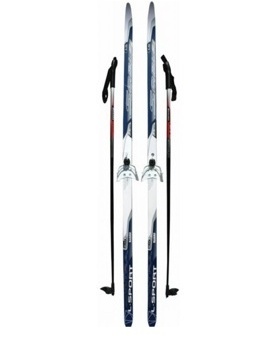 Комплект лыжный STC с креплениями 75 мм и алюминиевыми палками (160, 170, 175 см) - фото