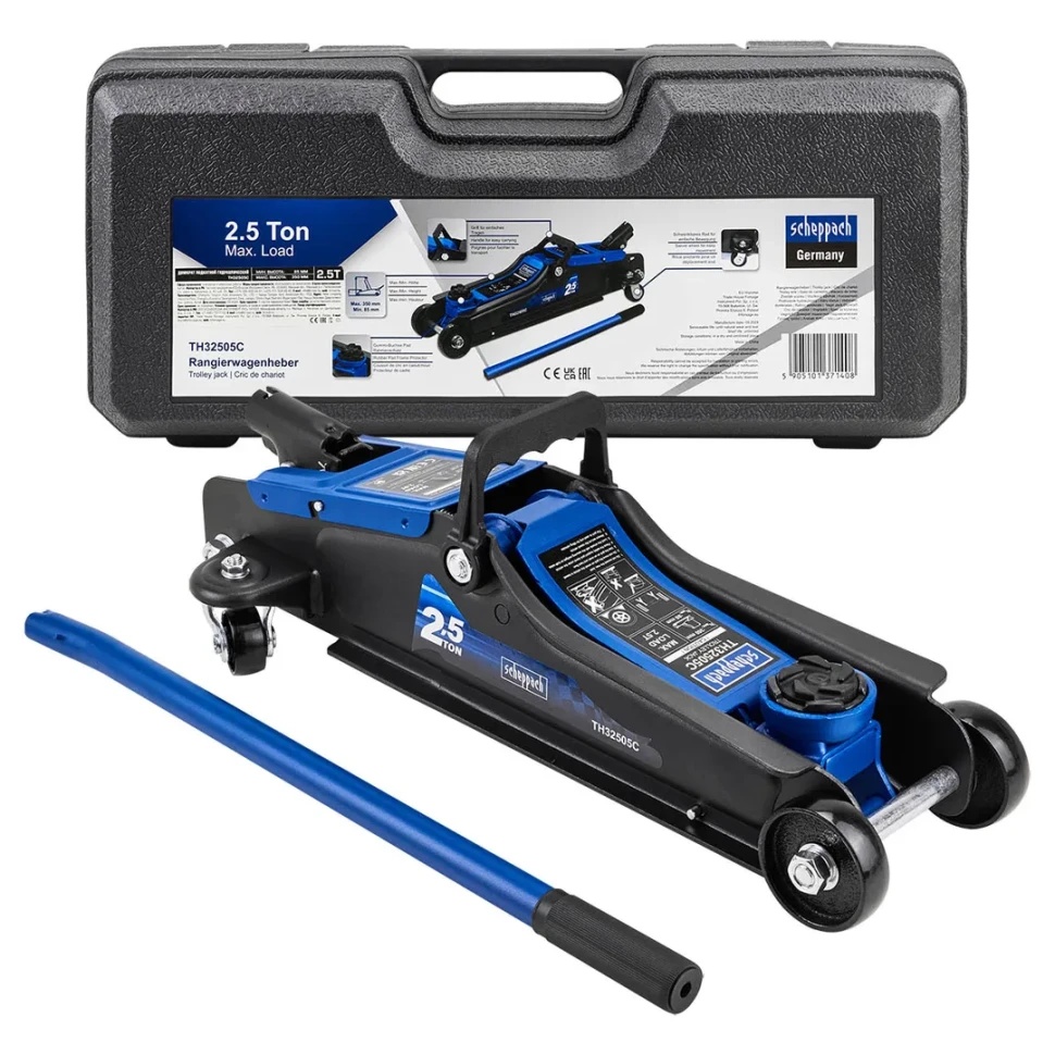 Домкрат подкатной гидравлический 2,5т в кейсе Scheppach Sch-TH32505C - фото