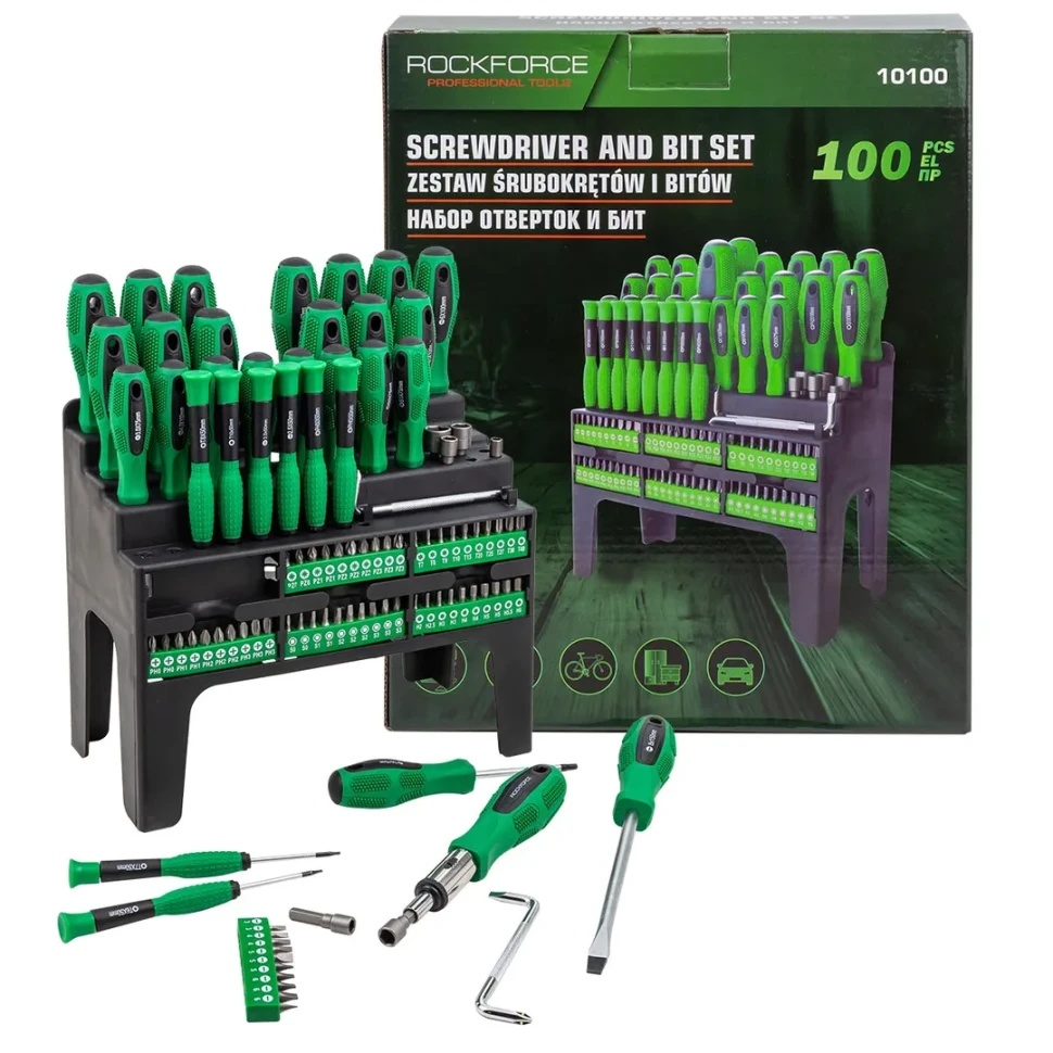 Набор отверток и бит 100 пр. RockFORCE RF-10100 - фото