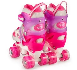 Роликовые коньки раздвижные Favorit FS-128PN Квады, розовые - фото2