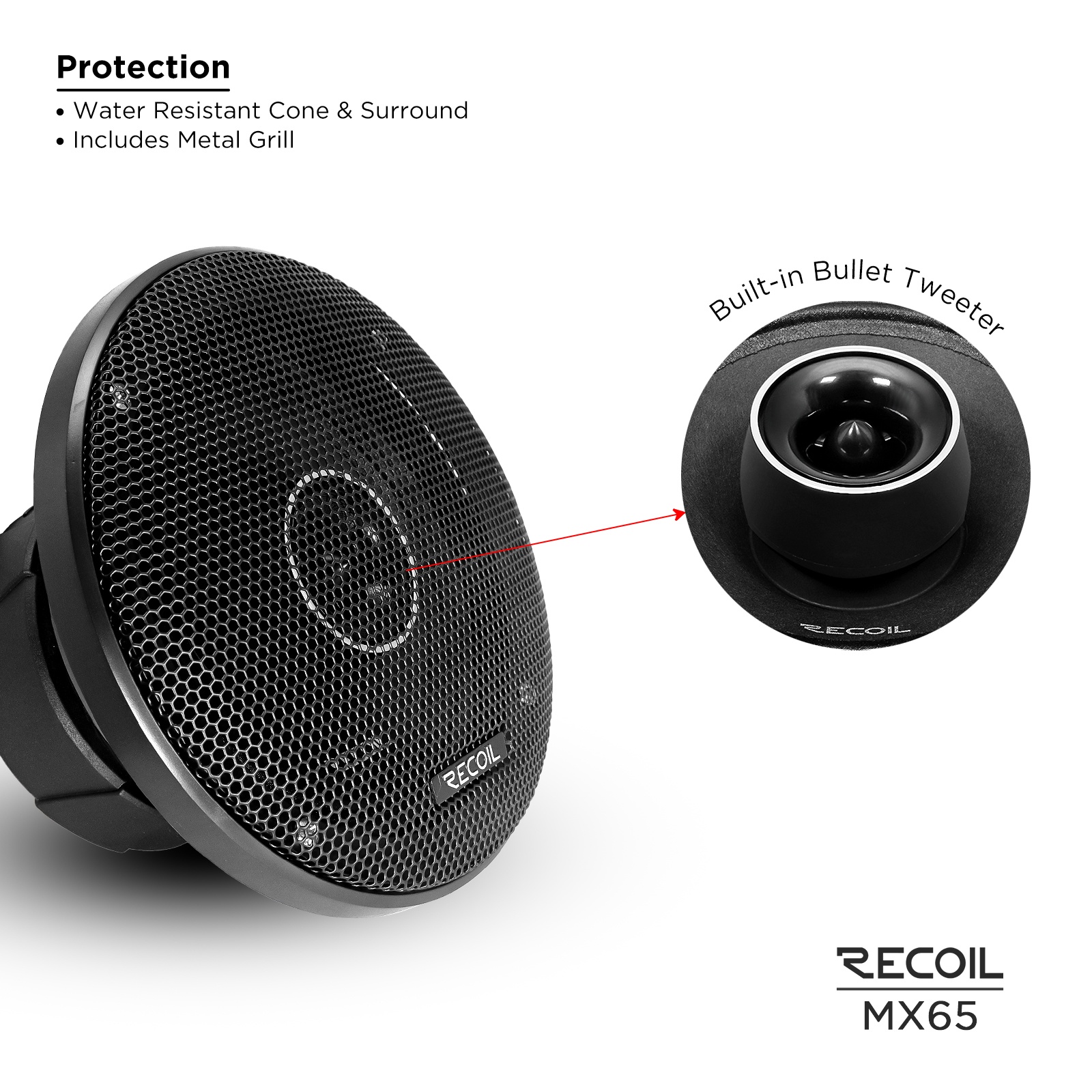 Коаксиальная мидрейндж акустическая система RECOIL MX-65 Coaxial PRO - фото3