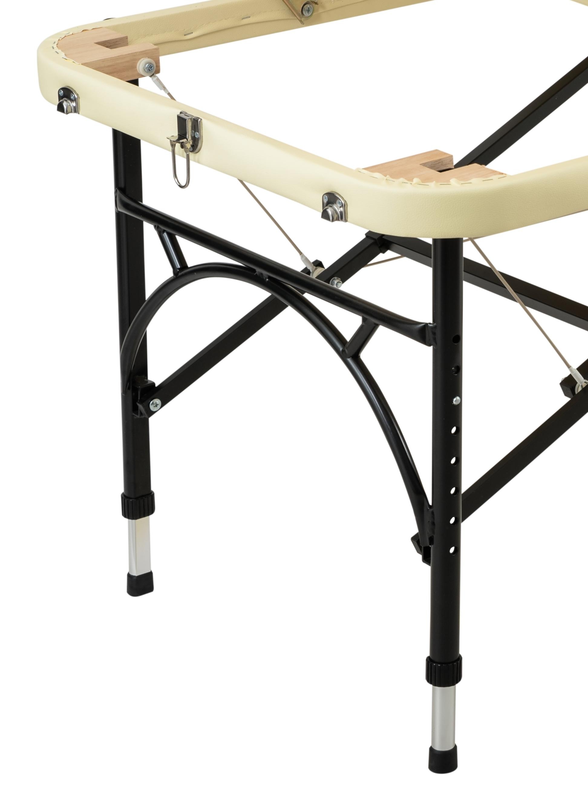 Массажный стол складной Atlas Sport Strong 70 см 3-с алюминиевый, усиленная столешница, бежевый - фото4