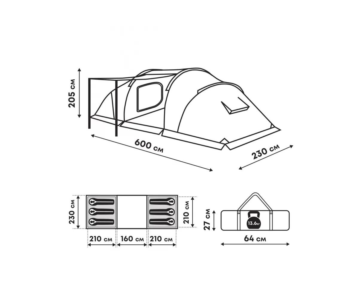 Туристическая палатка RSP Dream 6 (зеленая) - фото6