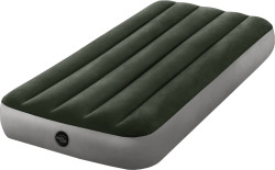 Надувной матрас Intex 64107 Classic Downy Airbed Fiber-Tech 99x191x25 см. Зелёный с серым - фото