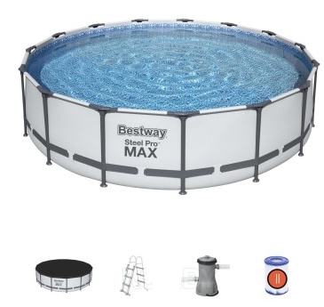 Бассейн каркасный Bestway 56488 Steel Pro MAX 457х107 см + фильтр-насос, лестница и тент-чехол - фото