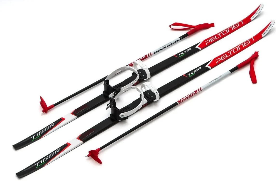 Комплект лыжный детский STC 158 см STEP Tiger red/black c универсальным креплением 